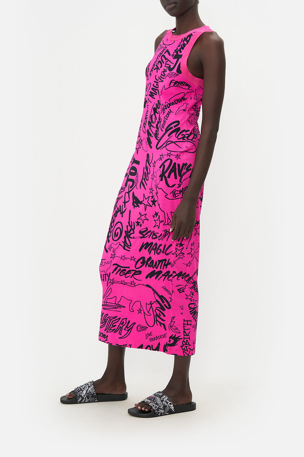 JERSEY TANK DRESS GRAFFITI THE WORLD