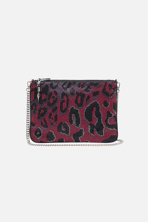 EMBELLISHED ZIP TOP CLUTCH WITH STRAP ALWAYS CHANGE YOUR SPOTS