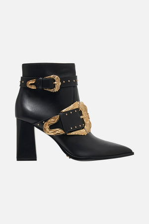 Sienna Block Heel Boot Solid Black print by CAMILLA