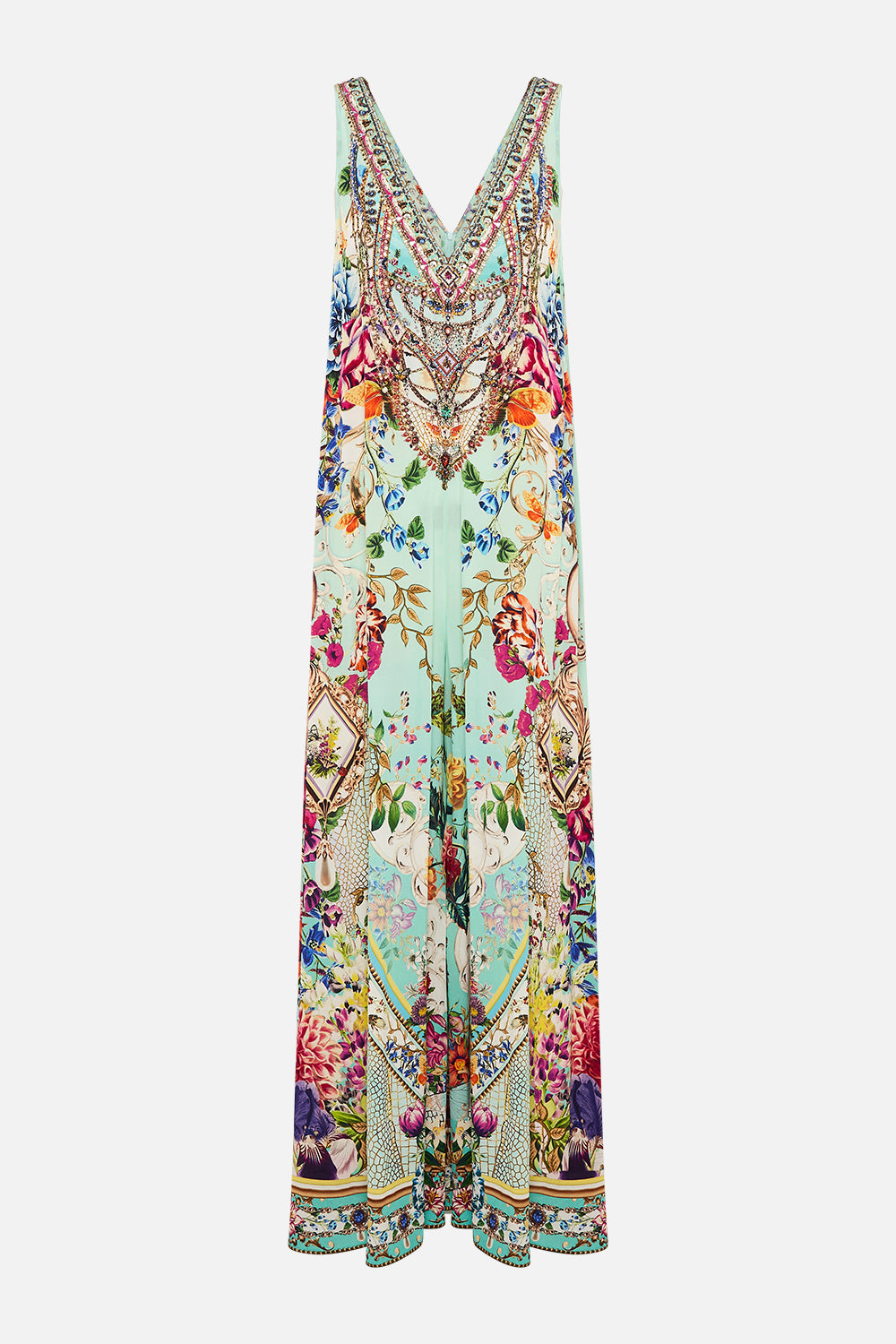 V NECK FLARED JUMPSUIT HONEY HONEY