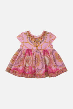 Product view of  MILLA By CAMILLA floral Babies tulle dress  in pink Tiptoe The Tightrope print