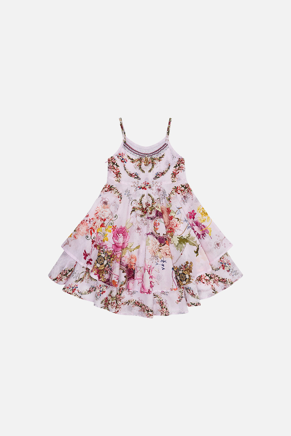 KIDS ROUND NECK TIERED DRESS 4-10 ST GERMAINS GIRL