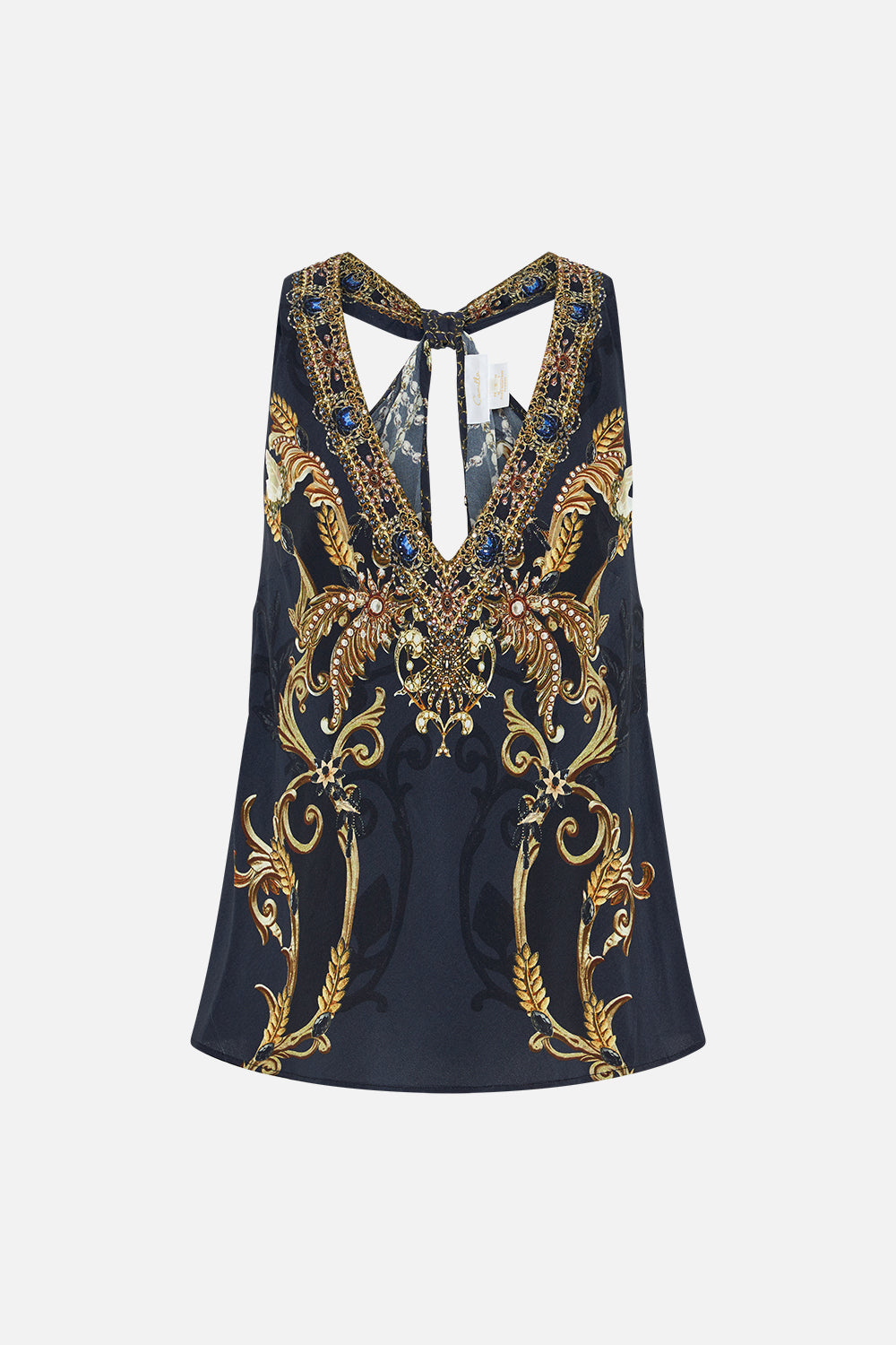 Product view of CAMILLA silk top in Moonlight Melodiesprint 