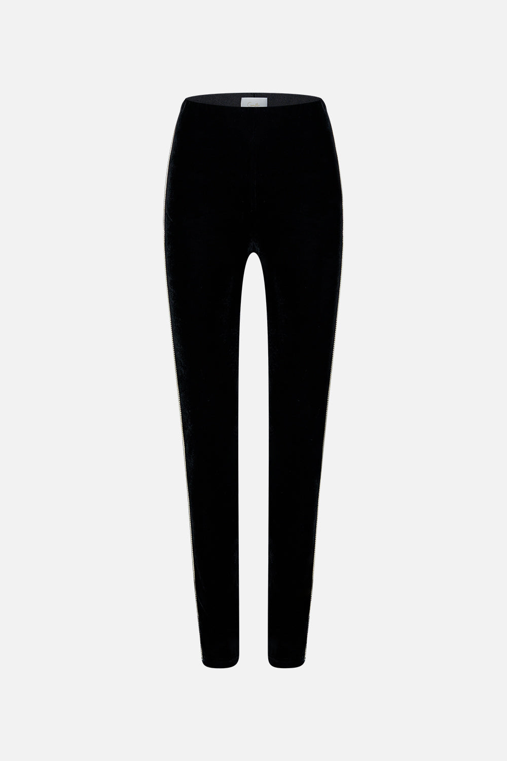 Product view CAMILLA black velvet pants in Curtain Call Chaos