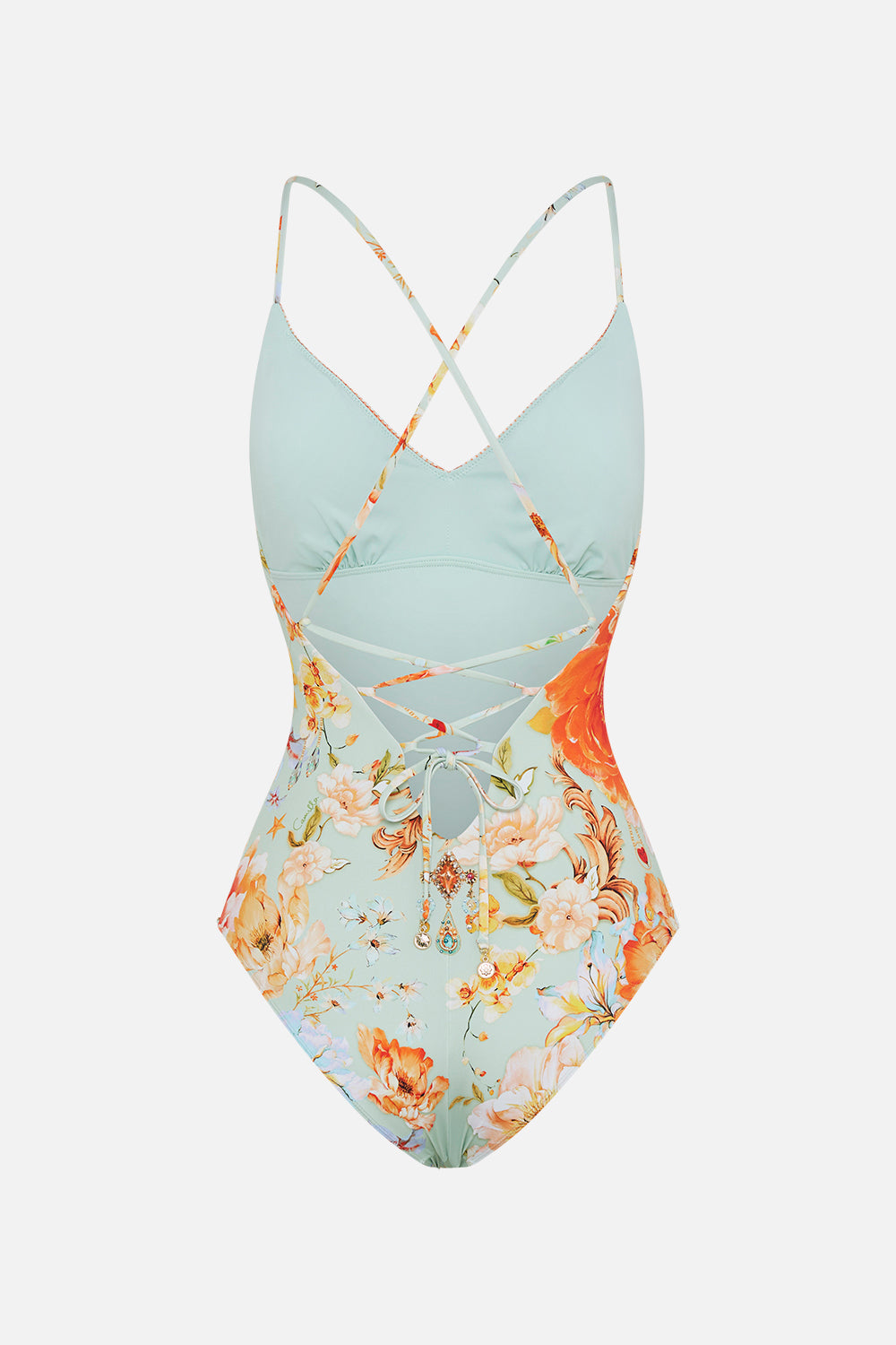 TIE BACK V-NECK ONE PIECE CRYSTAL CASTLE