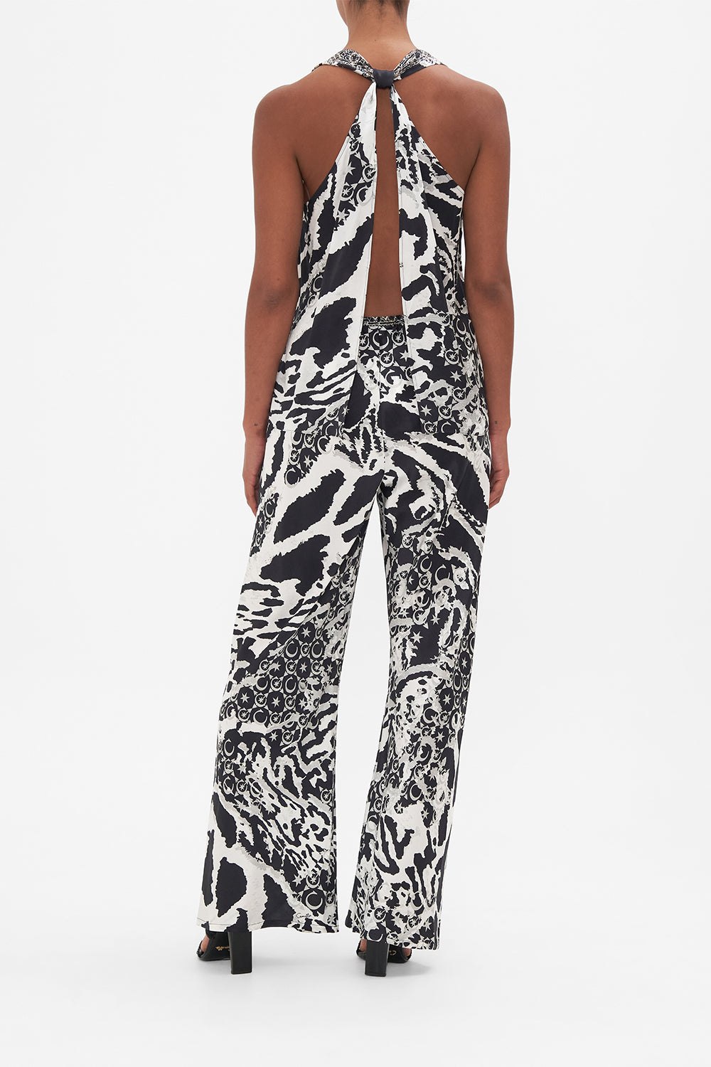 V NECK TOP WITH KNOT BACK FELINE FANTASY