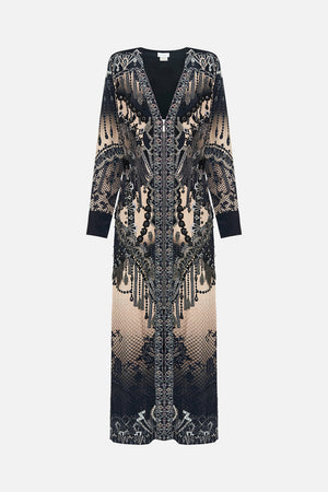 Product view of CAMILLA silk maxi dress in Curtain Call Chaos print 