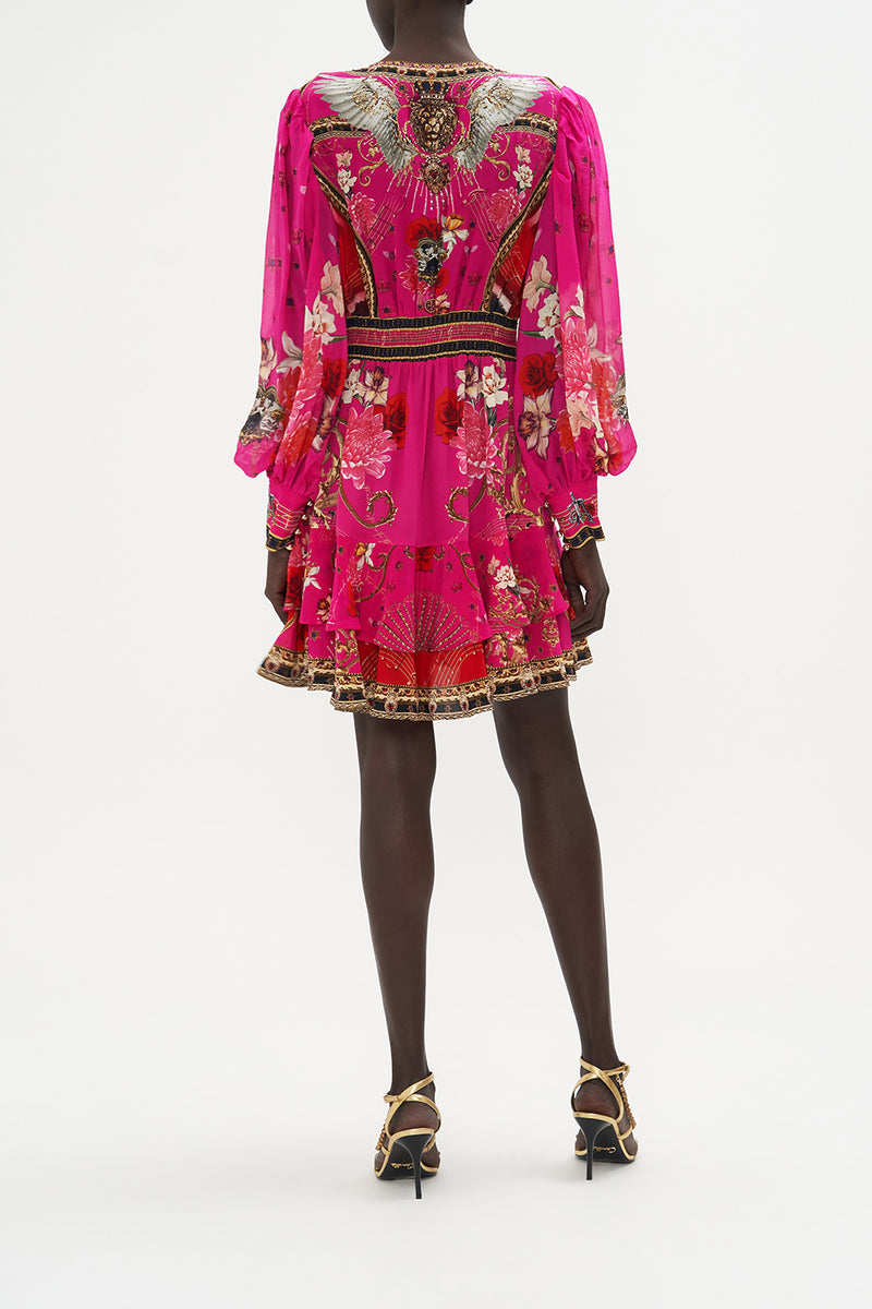Camilladress Half Sleeve Elastic Frilled Waist Swing Printed Dress