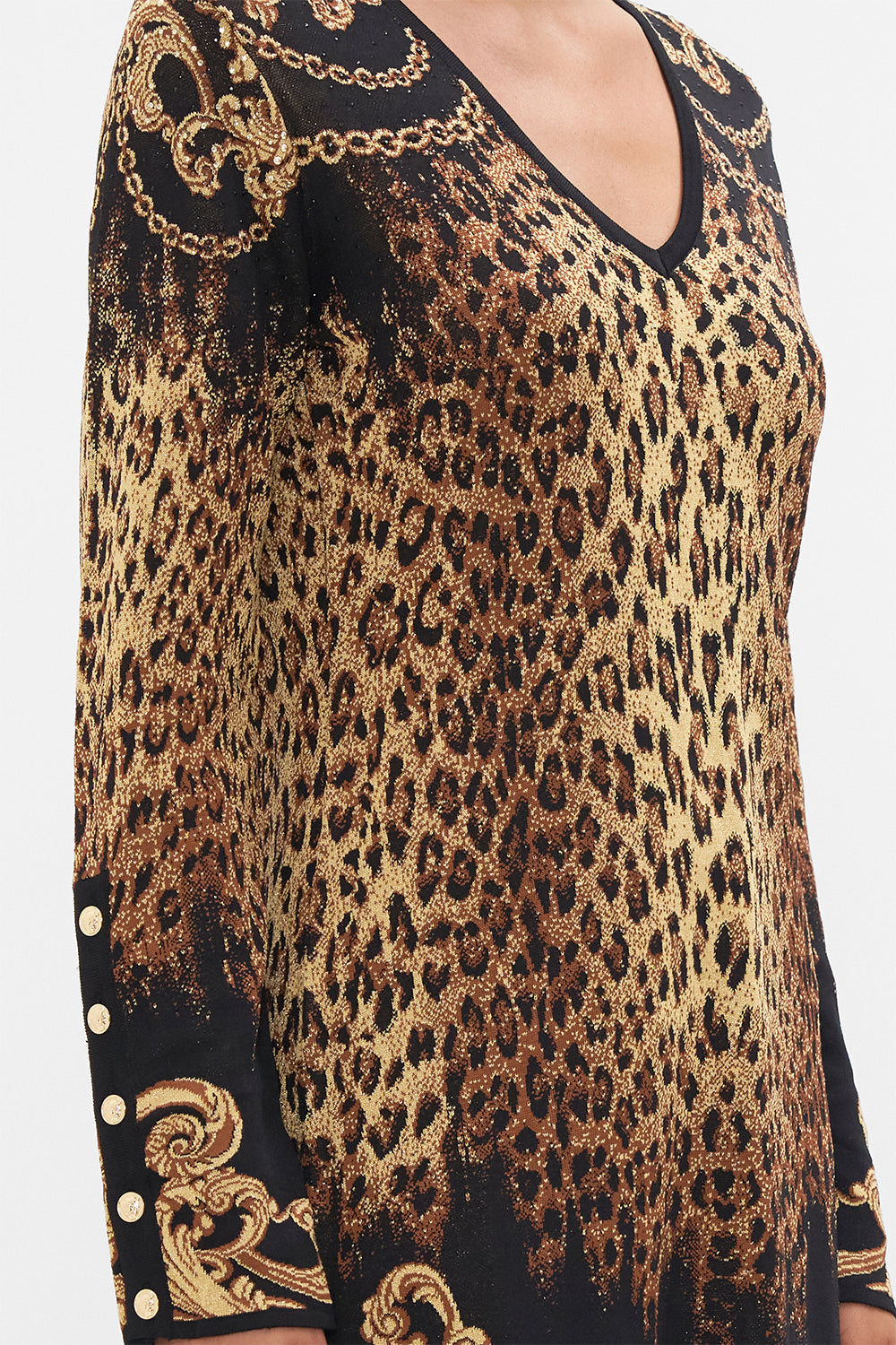 V NECK MINI KNIT DRESS JUNGLE DREAMING