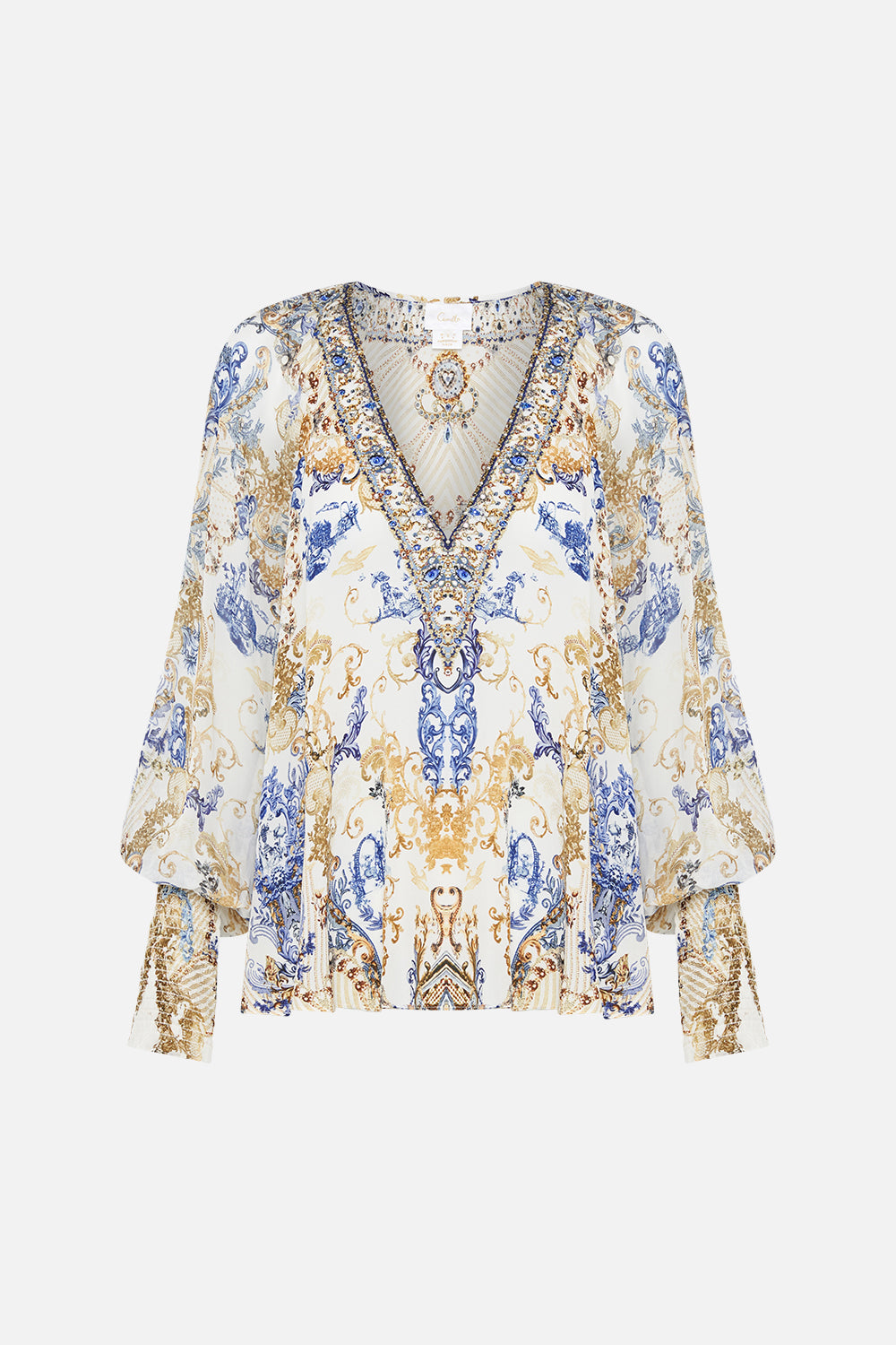 Product view of CAMILLA silk blouse in Soul Searching print