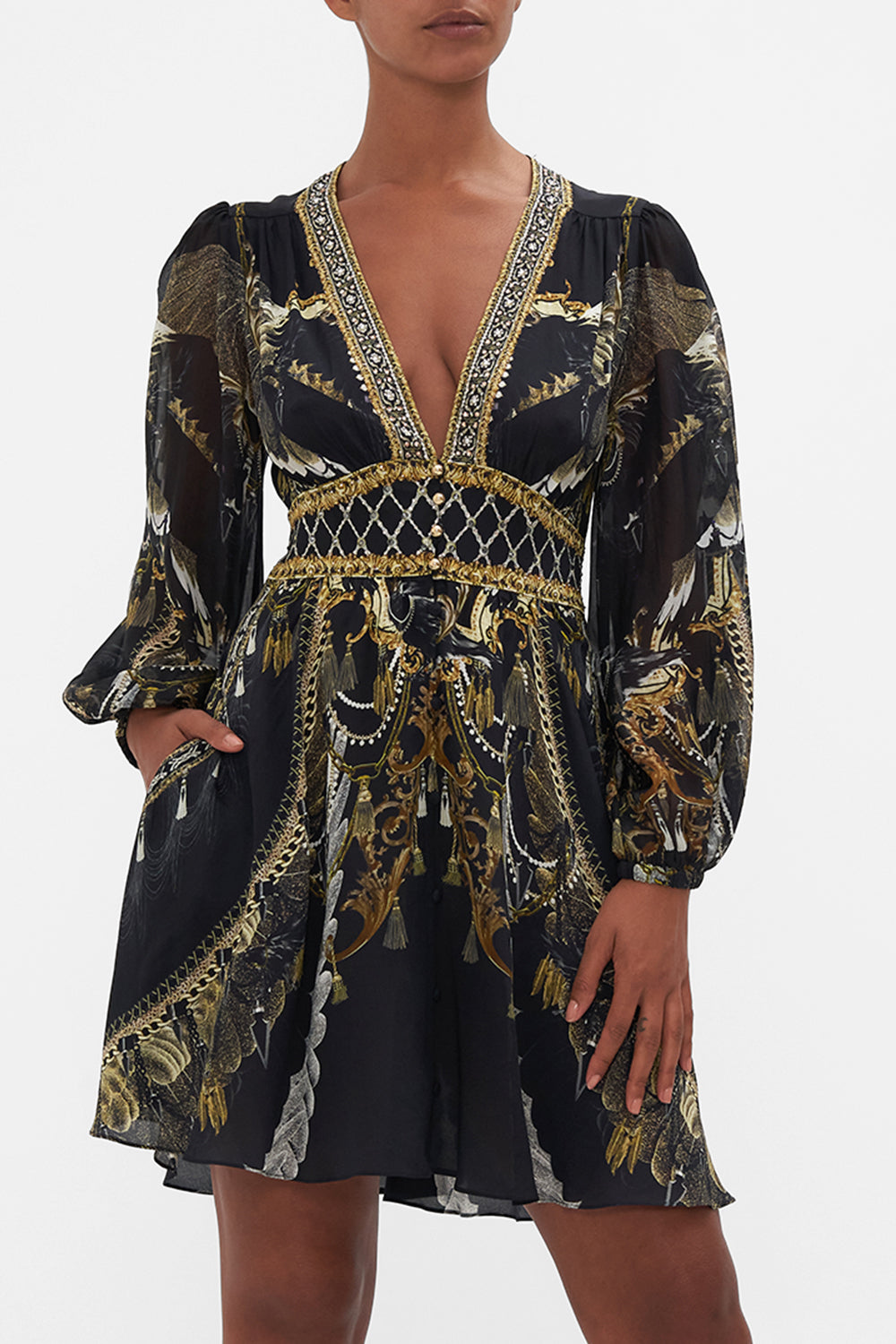 CURVED WAISTBAND SHORT DRESS RAVIN RAVEN