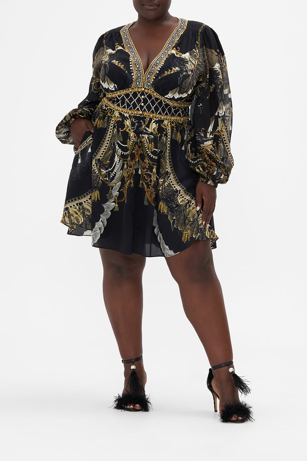 CURVED WAISTBAND SHORT DRESS RAVIN RAVEN