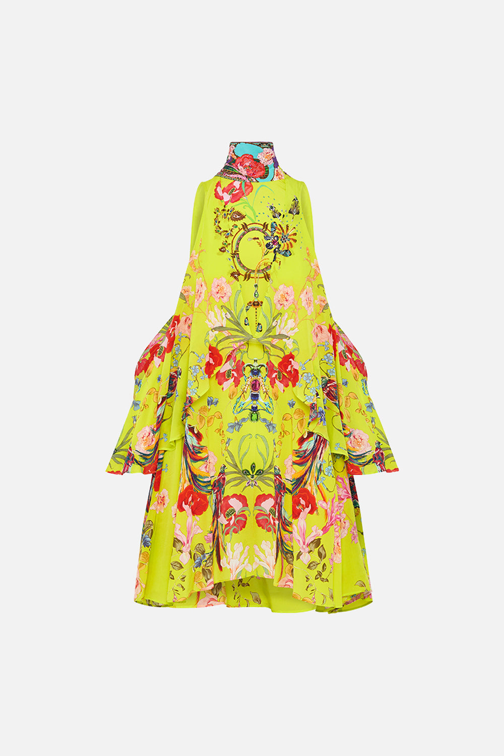 NECK TIE SHORT DRESS PEACOCK PROUD