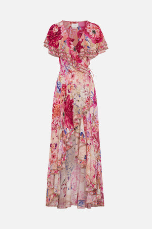 FRILL SLEEVE LONG DRESS ROSE BED RENDEZVOUS