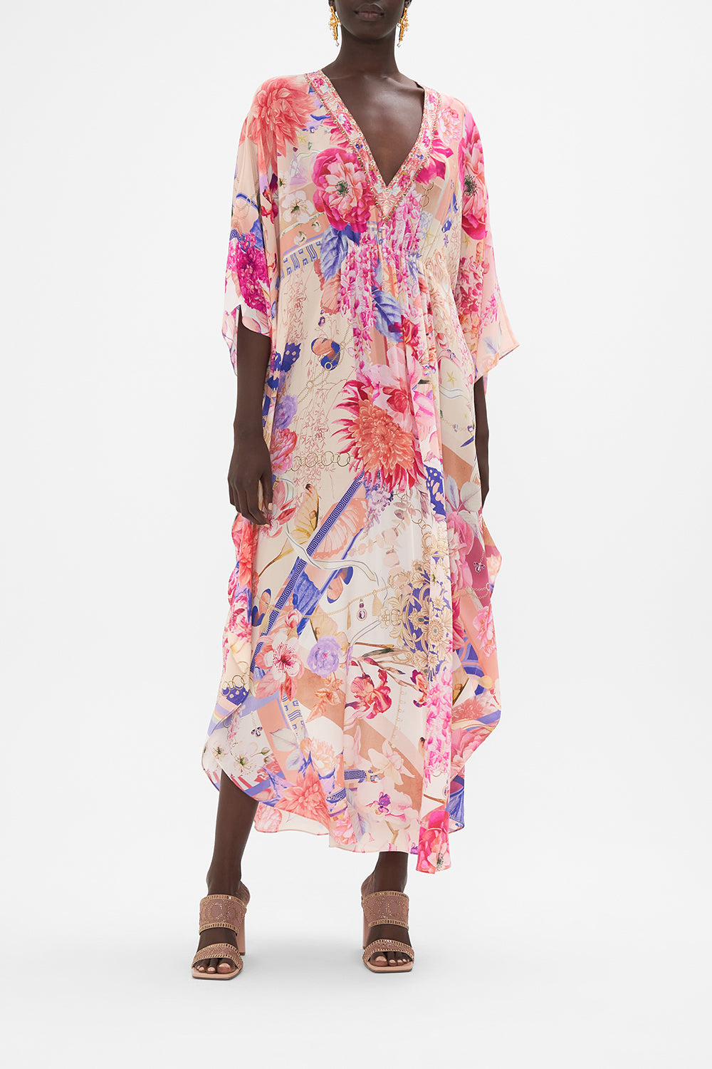 Gathered Waist Kaftan Rose Bed Rendezvous print by CAMILLA