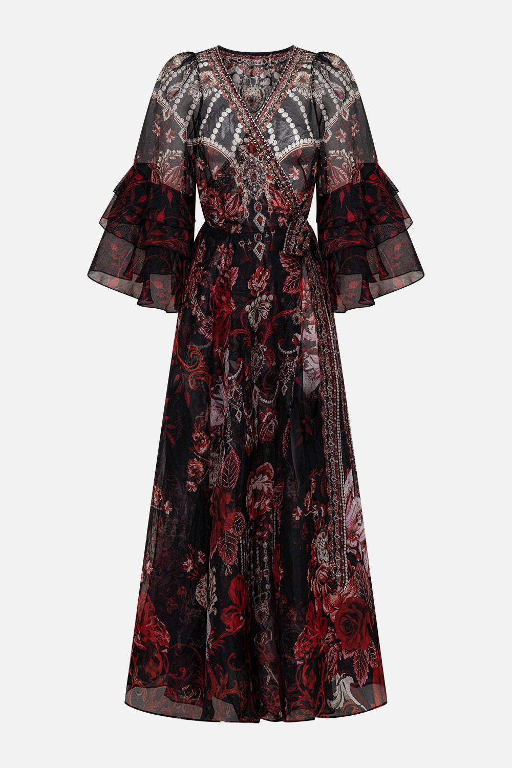 WRAP DRESS WITH RUFFLE SLEEVE SISTERHOOD OF THE ROSE