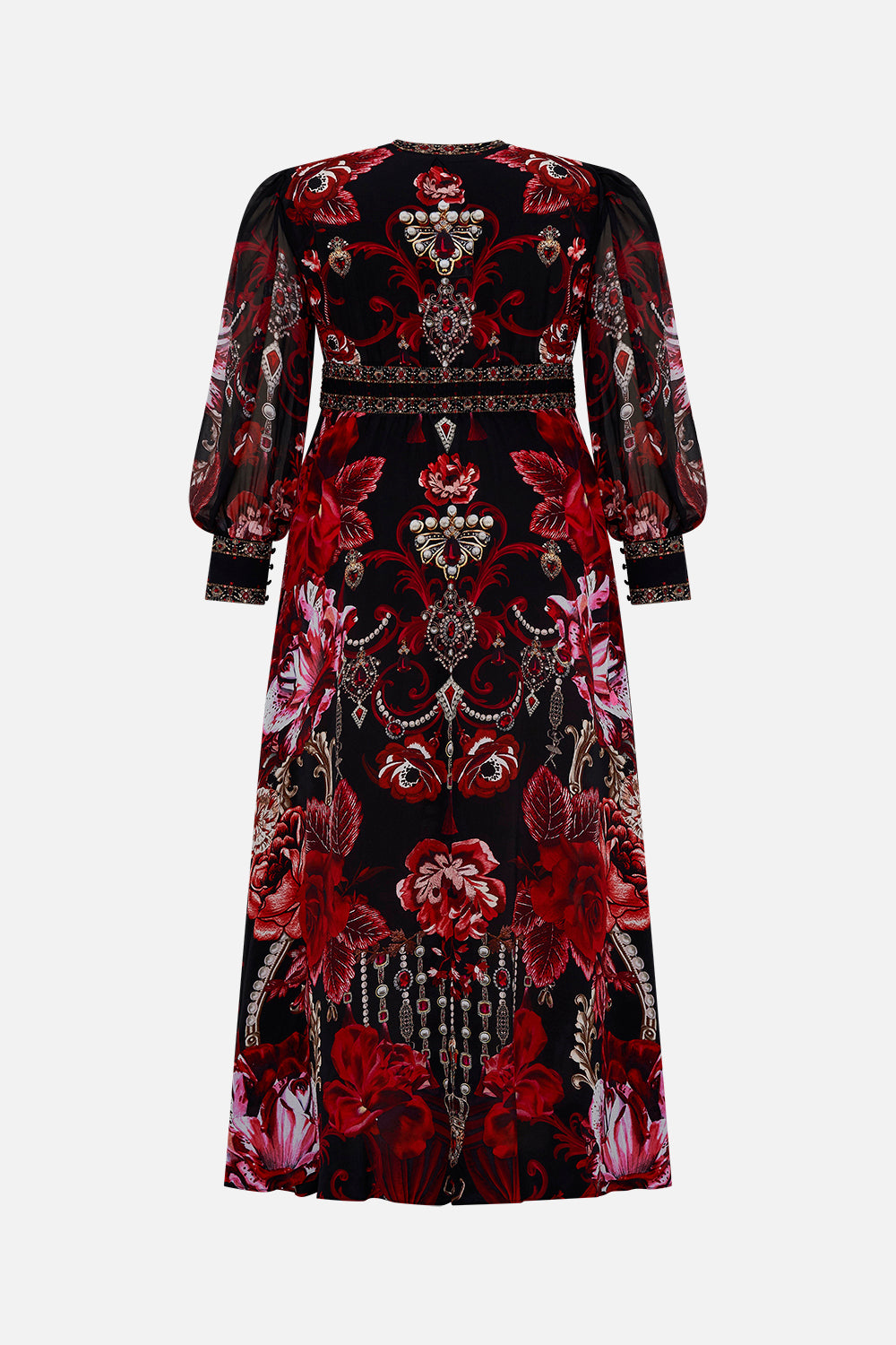 SHAPED WAISTBAND DRESS WITH GATHERED SLEEVES SISTERHOOD OF THE ROSE