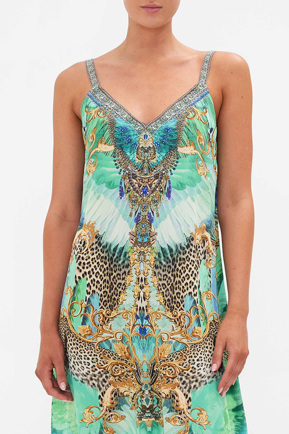 V NECK MIDI SLIP DRESS LAY OF THE LAND