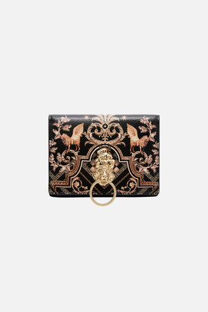 Product view of CAMILLA black and gold printed wallet in Duomo Dynasty 