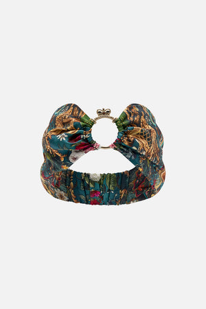 Product view of CAMILLA green floral silk headband in Verdis World print