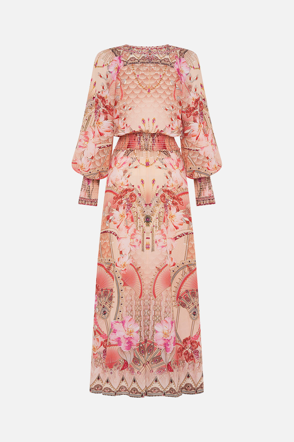 Back product CAMILLA pink floral silk dress in Adore Me print