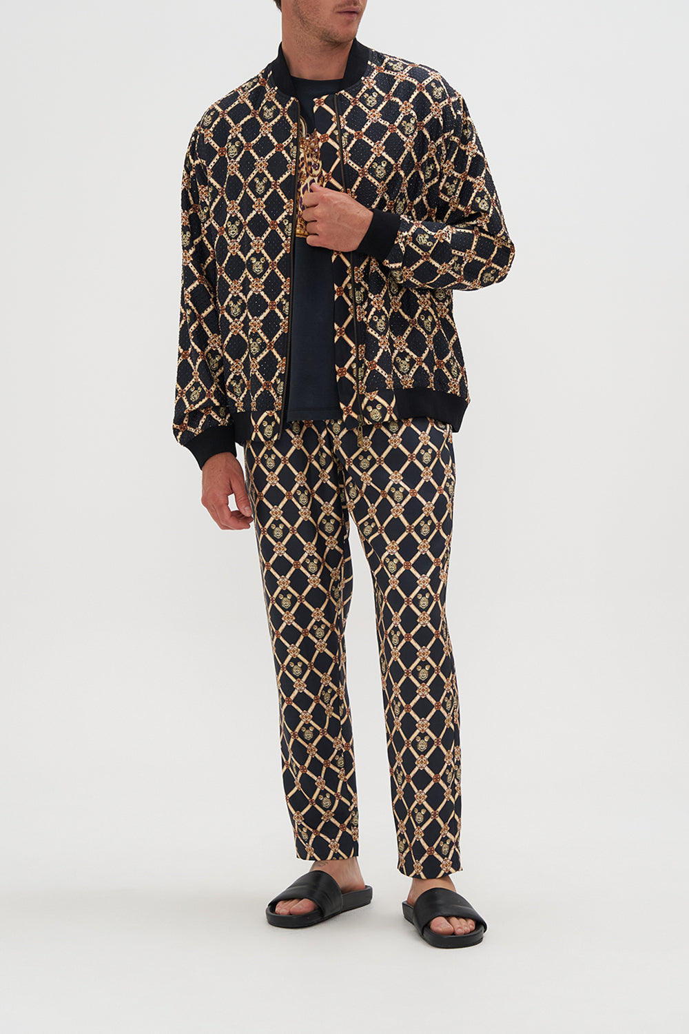 Zip Through Bomber Jacket Mickeys Kingdom print by CAMILLA