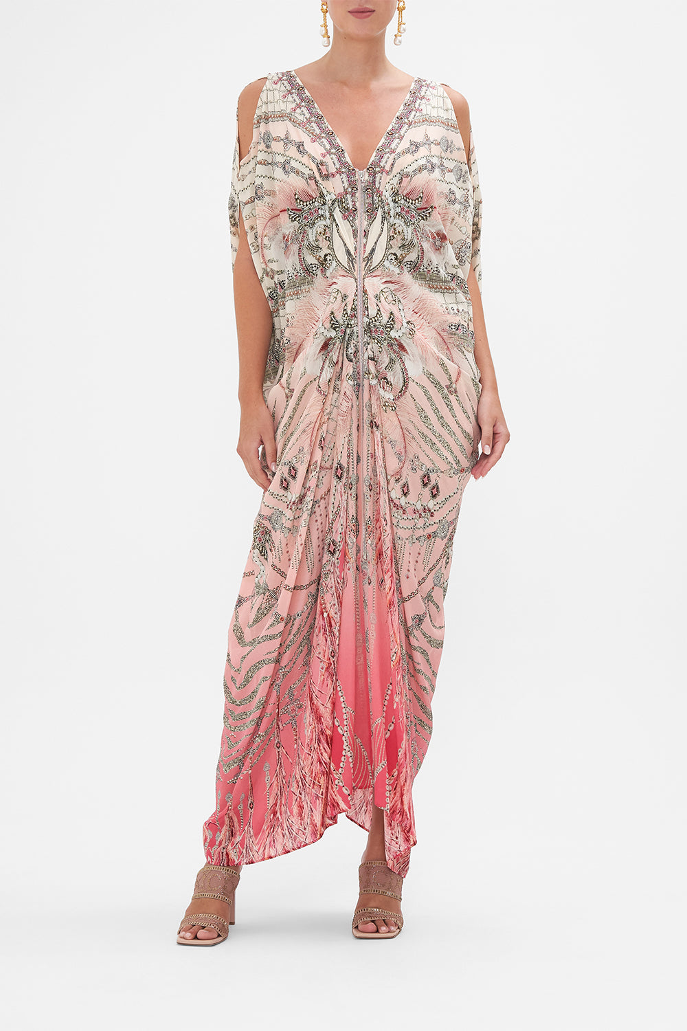 Long Drape Dress With Zip Front