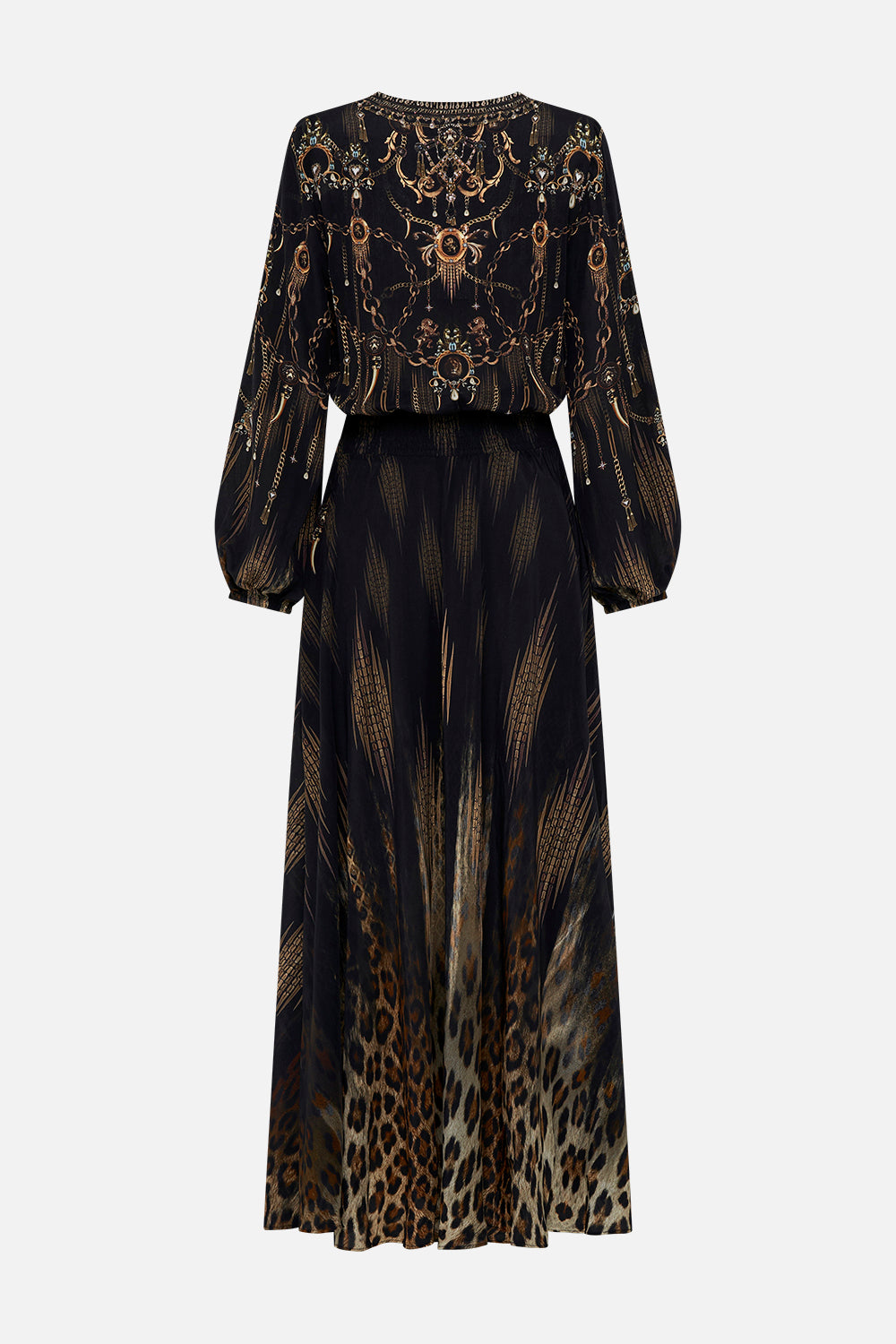 Back product view of CAMILLA silk maxi dress in Jungle Dreaming print