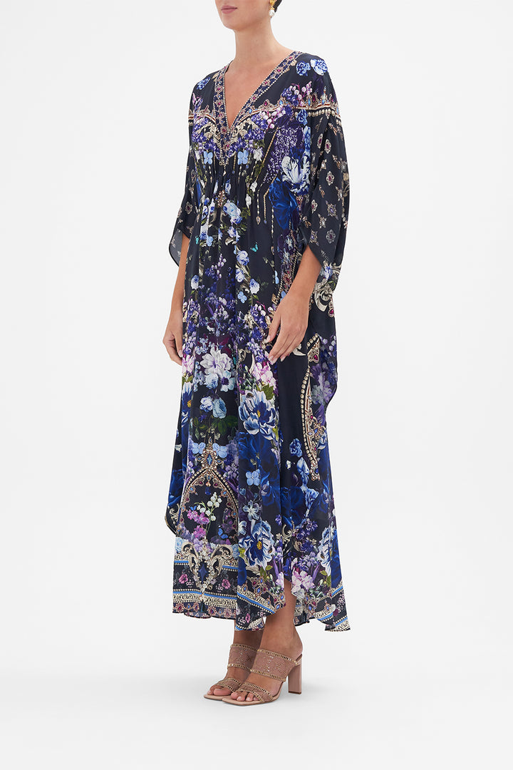 GATHERED WAIST KAFTAN BOTANICAL NOVELLA