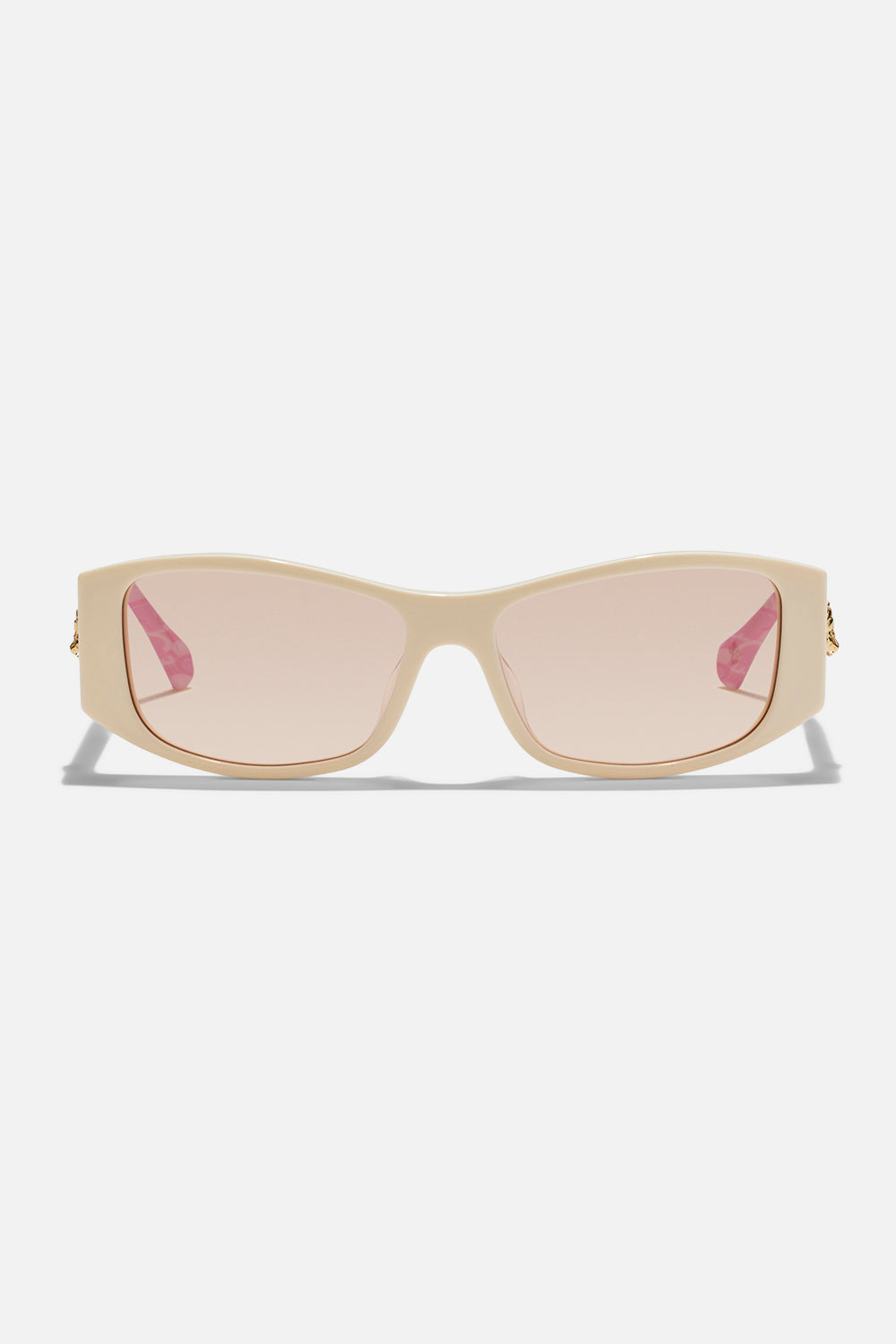CAMILLA Pinot at the Palazzo butter ivory rectangular statement boho sunglasses Hypnosis Ivory Female Cat-Eye Sunglasses | Le Specs main image 4