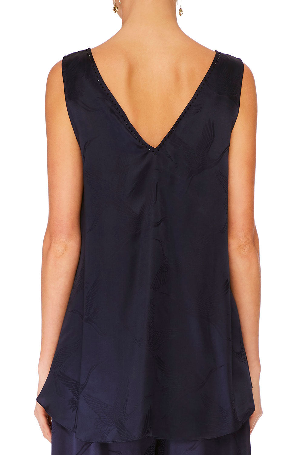 WIDE STRAP U-RING TOP SOLID NAVY