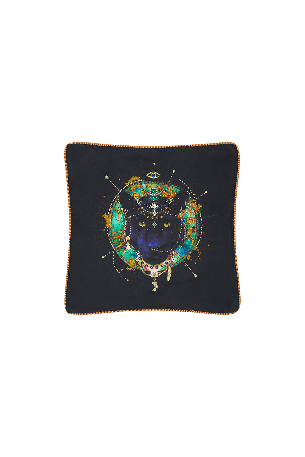 SMALL SQUARE CUSHION MIDNIGHT MOON HOUSE