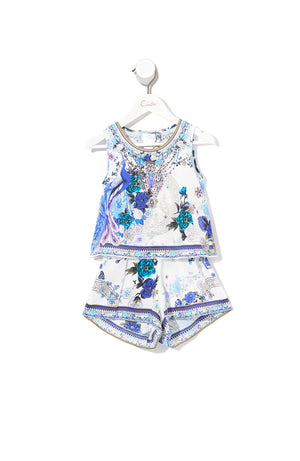 INFANTS DOUBLE LAYER PLAYSUIT WHITE SIDE OF THE MOON