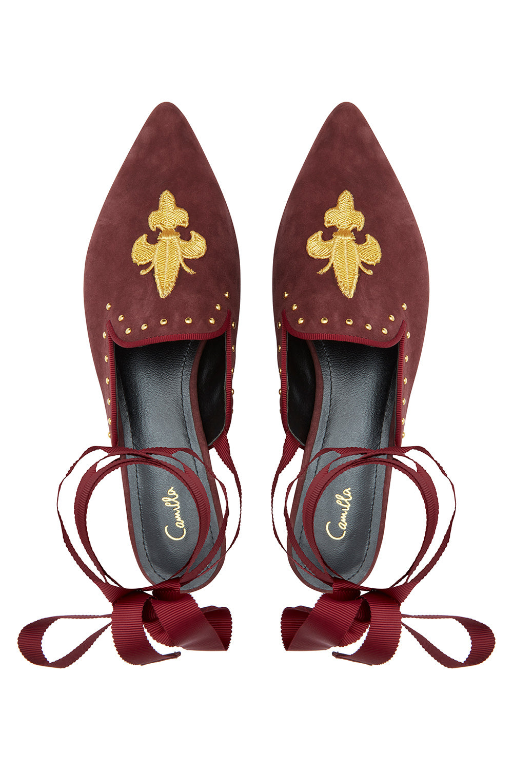 POINT SLIPPER AND TIE BURGUNDY