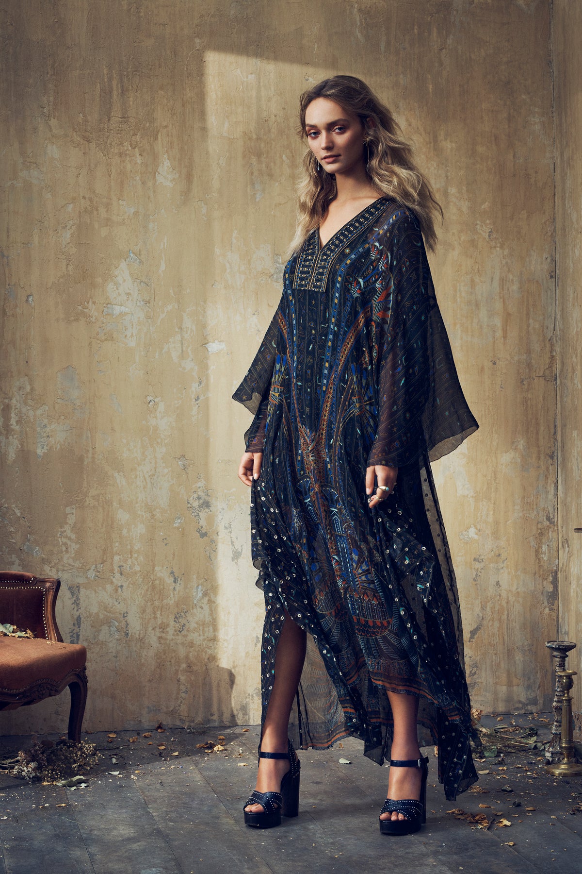 SHEER KAFTAN WITH TIE AND SLIP GATEWAY TO GIZA