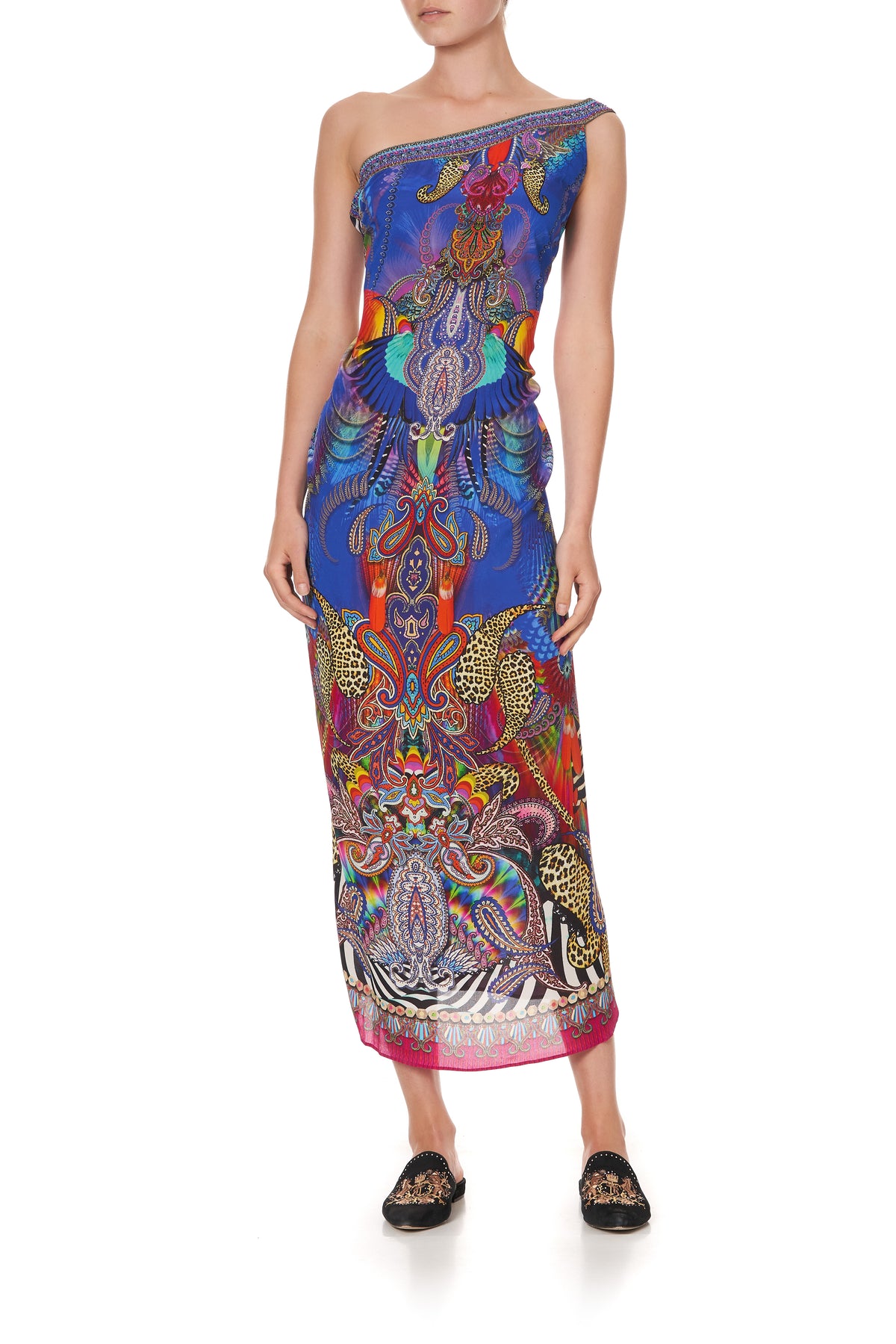 ONE SHOULDER KAFTAN WITH NECKBAND PSYCHEDELICA