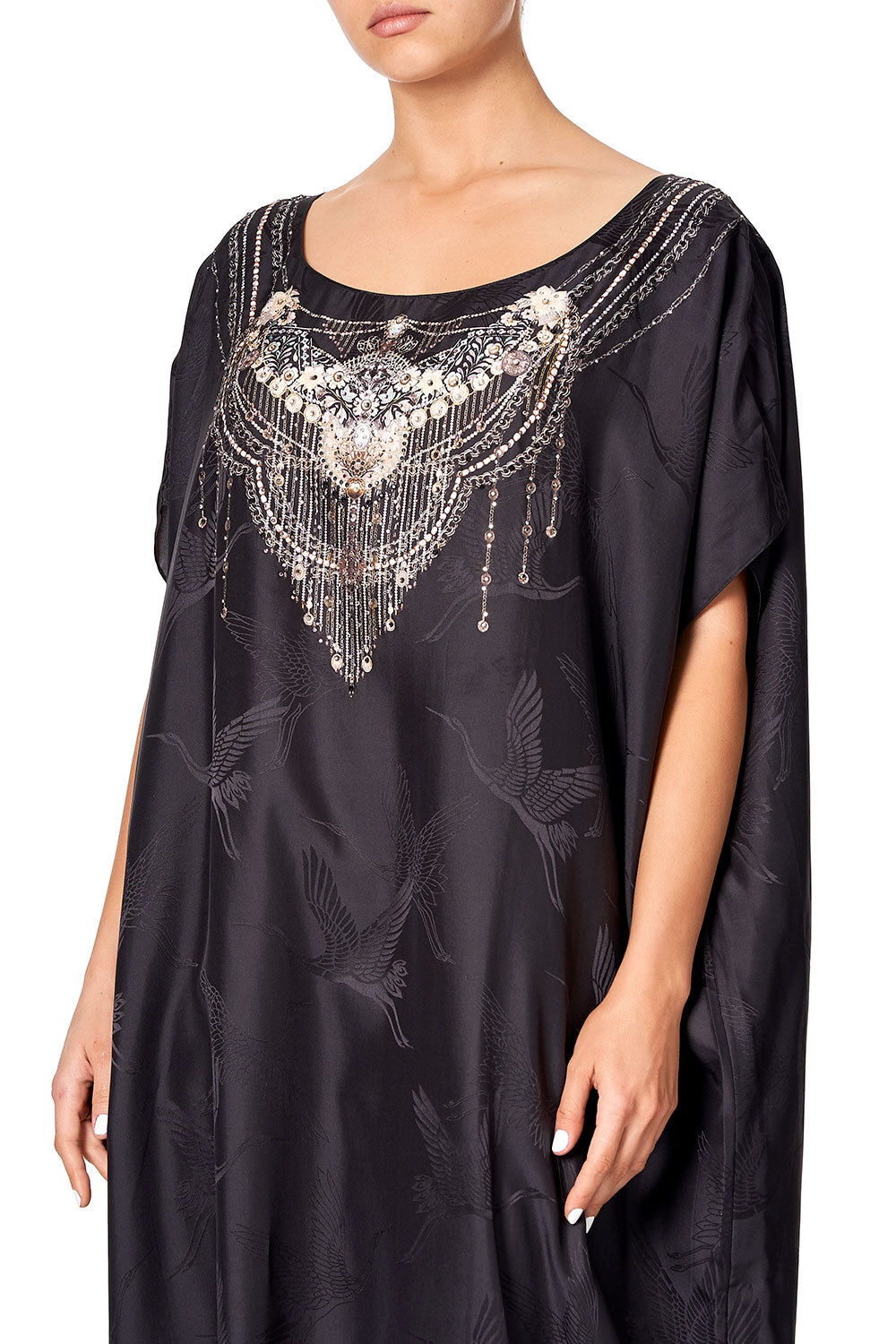 SLIM ROUND NECK KAFTAN SOLID BLACK
