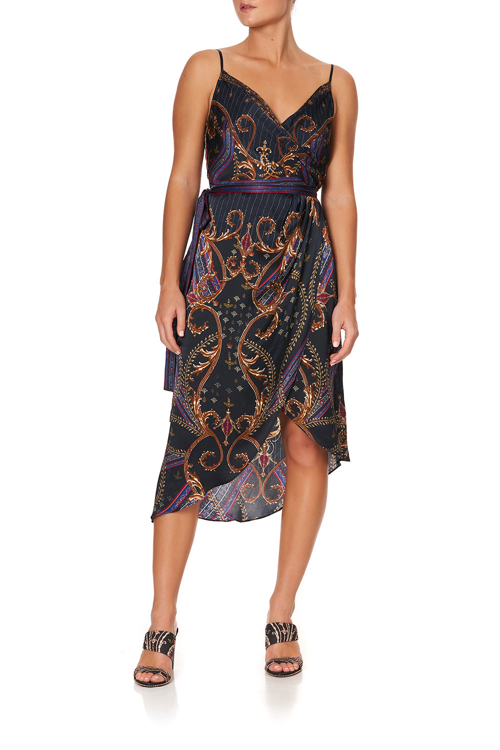 ASYMMETRICAL WRAP DRESS WITH STRAPS DINING HALL DARLING