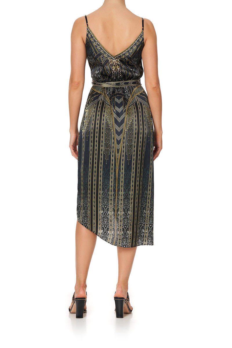 Asymmetrical Wrap Dress With Straps