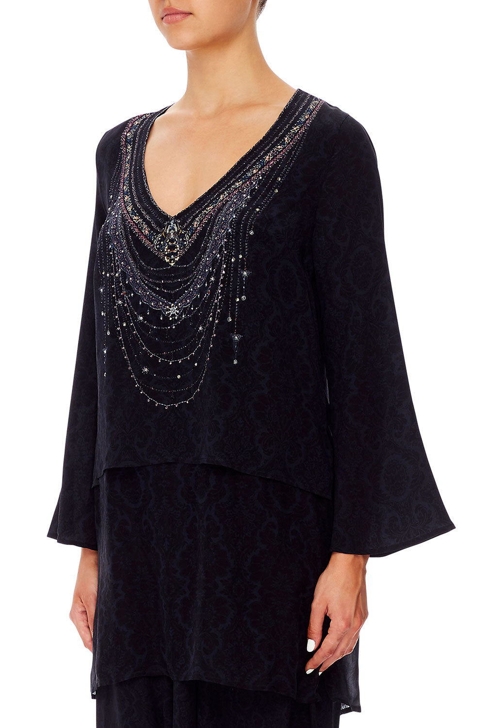 BLOUSE WITH SIDE SPLIT MIDNIGHT MEETING