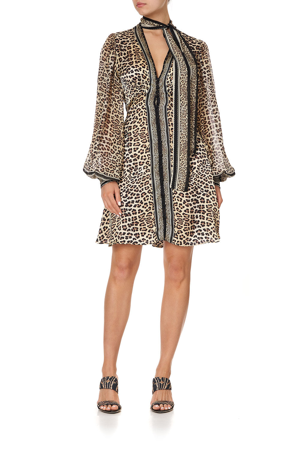 BLOUSON DRESS WITH NECK TIE SEX KITTEN