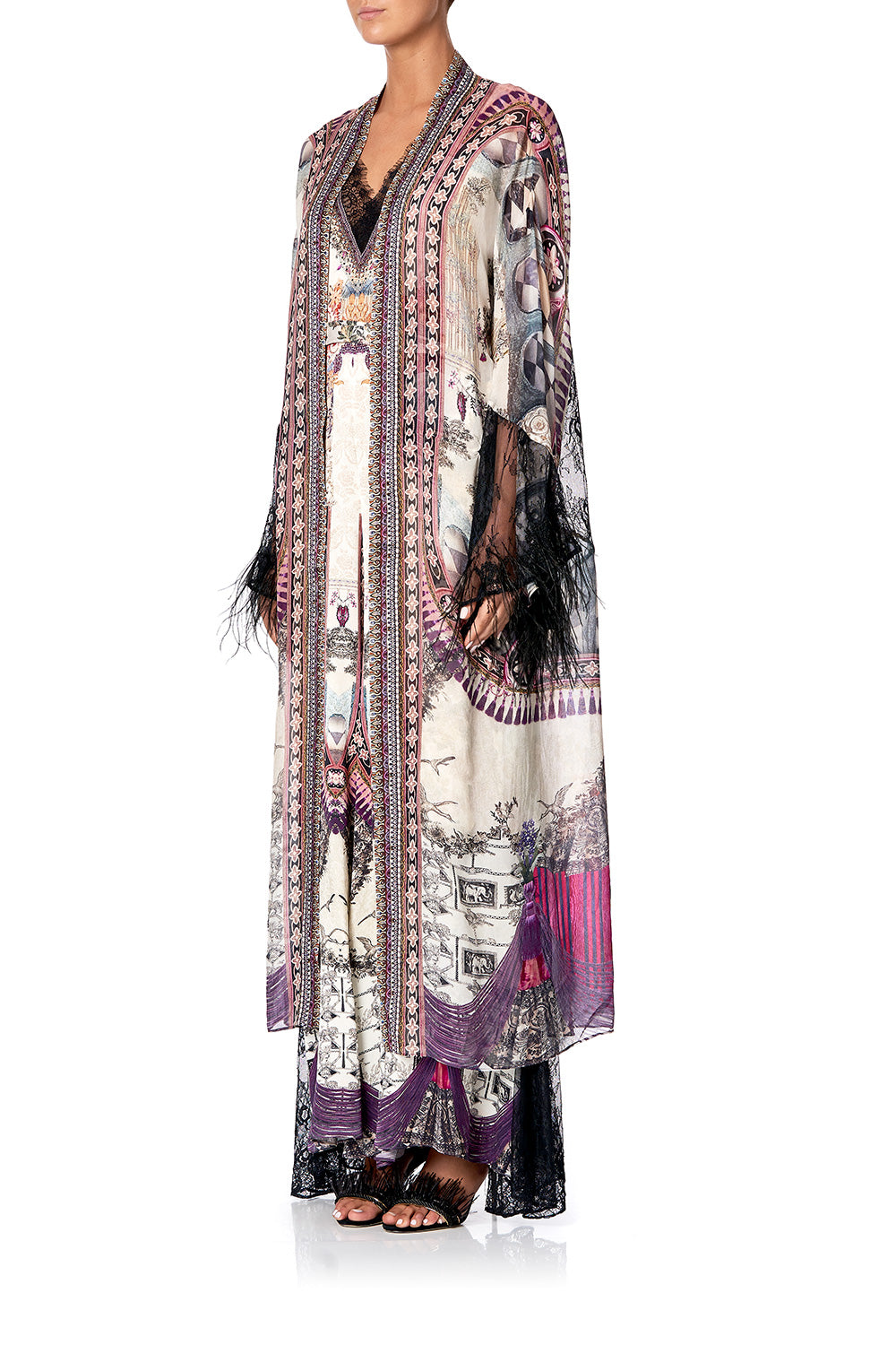 LAYERING ROBE WITH LACE INSERT VIOLET CITY