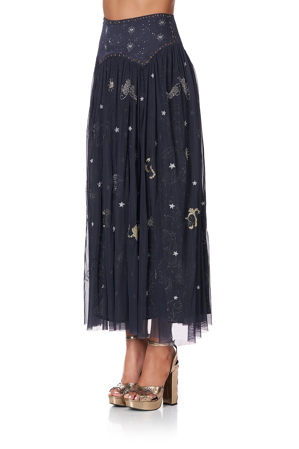 DOUBLE LAYER MAXI SKIRT WITH SHAPED YOKE ITS A SIGN