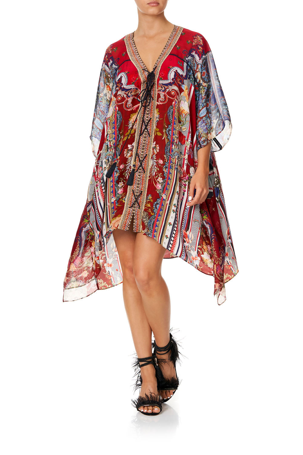 LACE UP KAFTAN WITH INSERT TRIM COSTUME PARTY