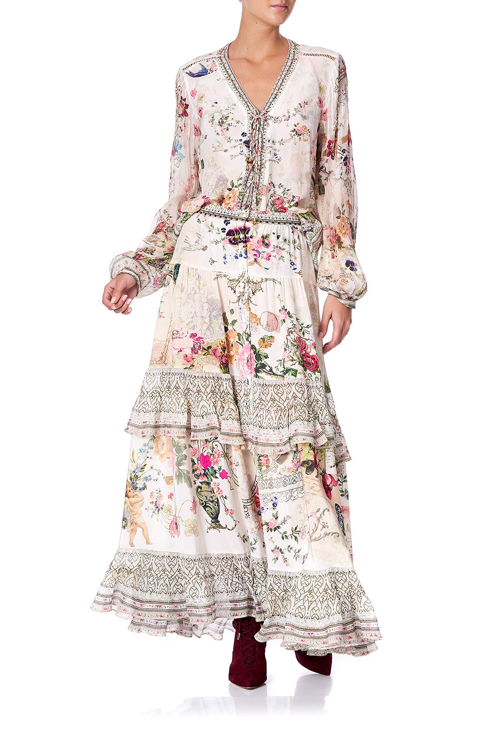 PEASANT BLOUSE WITH FRONT LACING JARDIN POSTCARDS