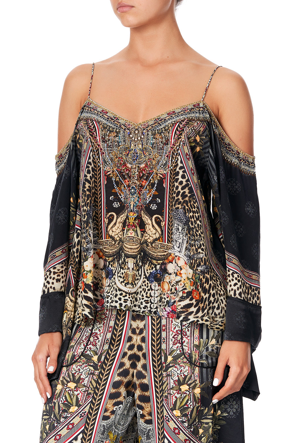 FLARE SLEEVE TOP MARAIS AT MIDNIGHT