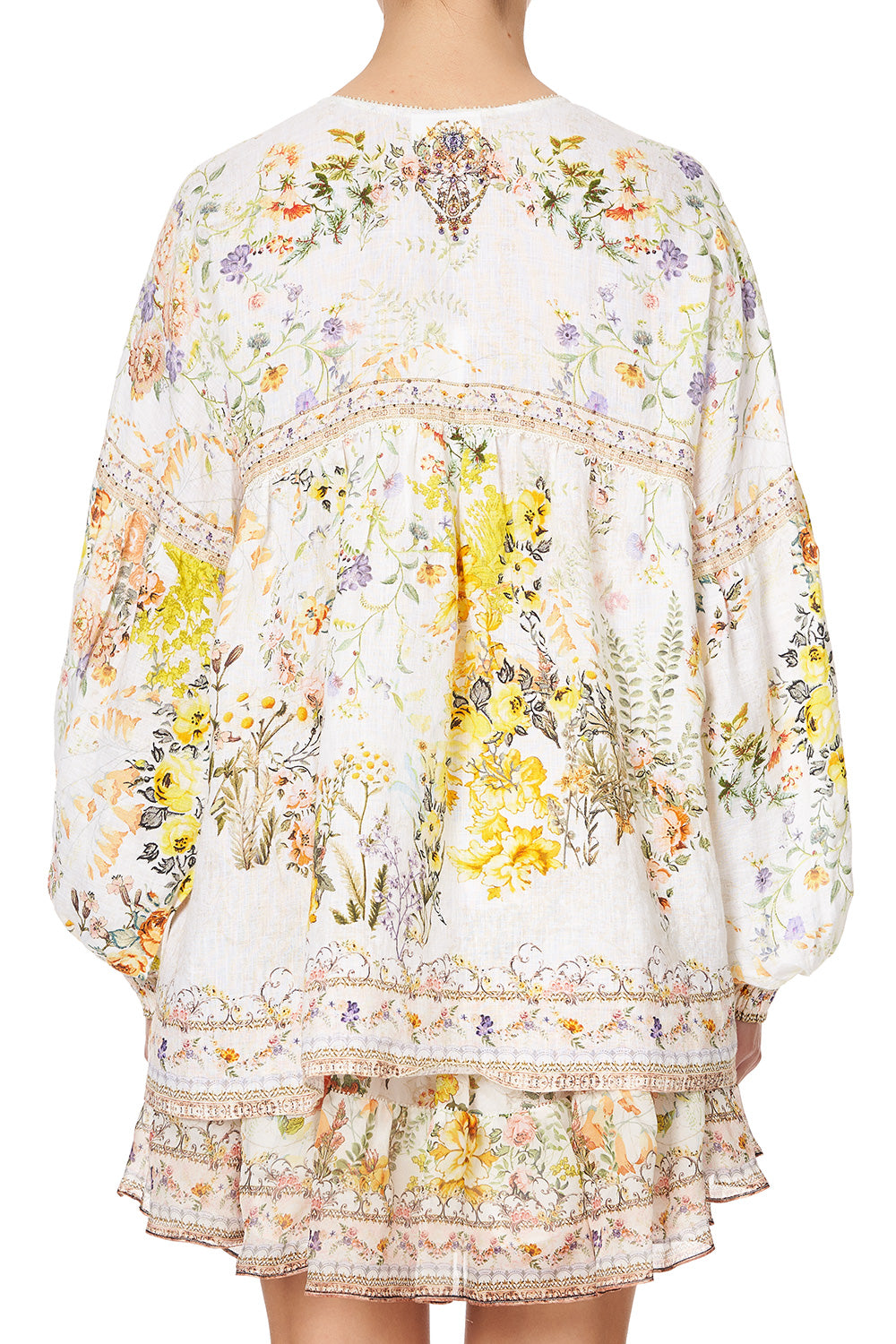 BLOUSON BLOUSE WITH NECK TIE IN THE HILLS OF TUSCANY