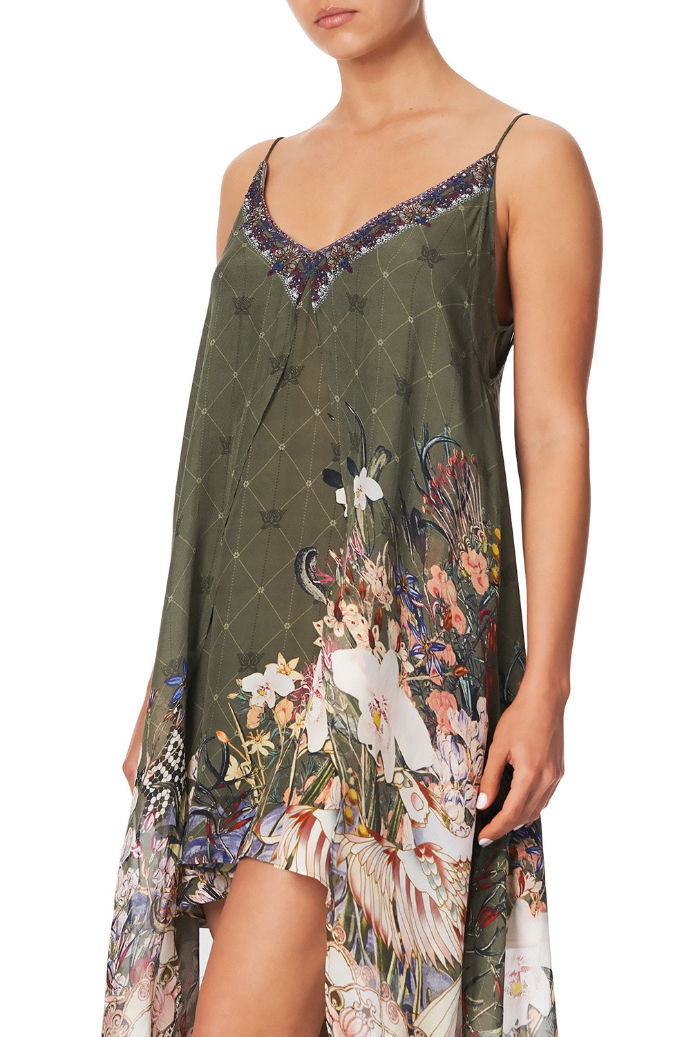 FLARED MINI WITH SHEER OVERLAY WATCHFUL WINGS