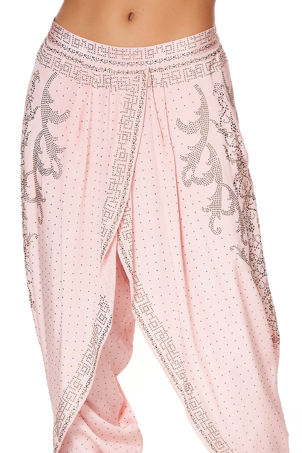 GATHERED WRAP FRONT TROUSER LUXE PINK