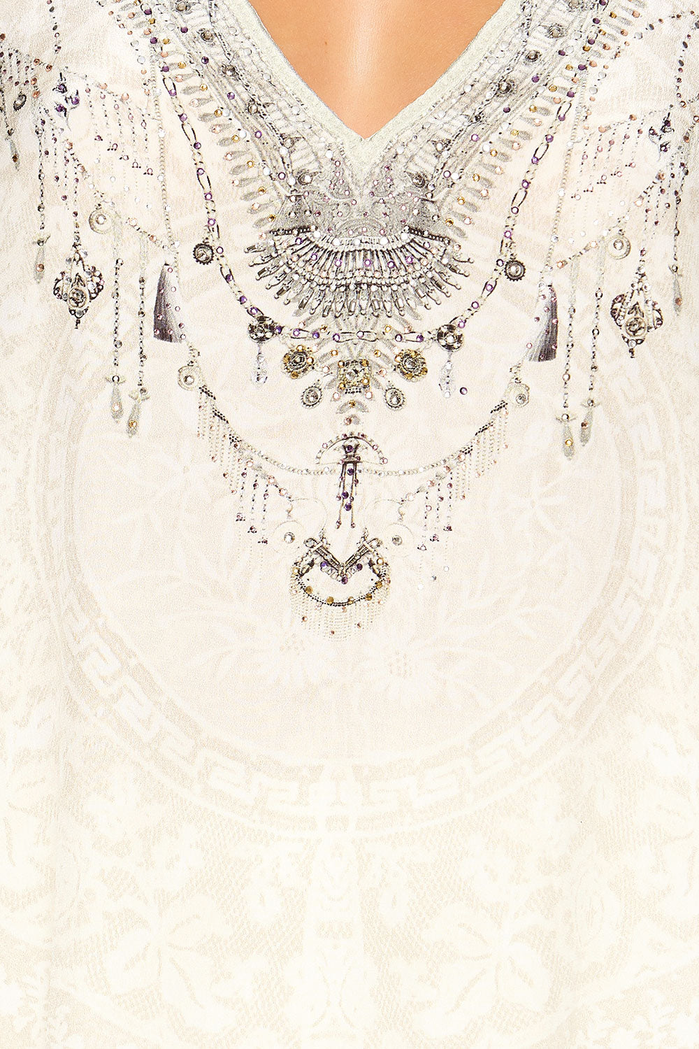 HIGH LOW CROSS OVERLAY TOP DENTELLE BLANCHE